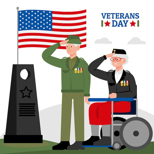 Ilustración plana del día de los veteranos