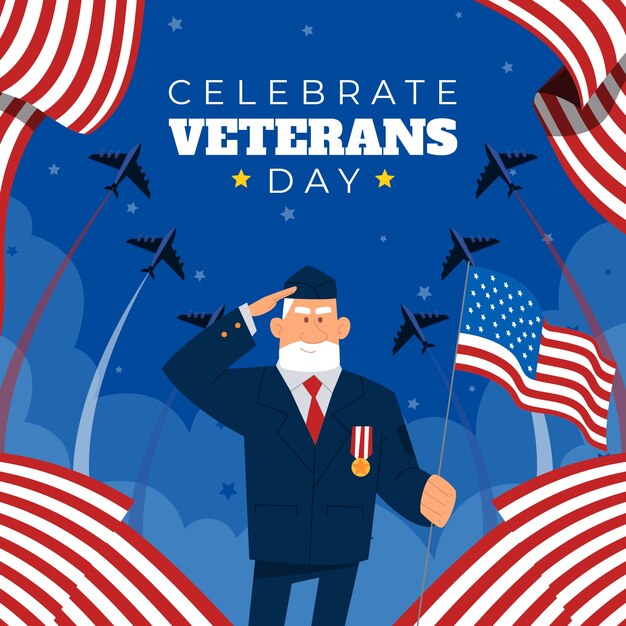 Ilustración plana del día de los veteranos