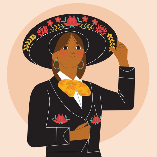 Ilustración plana dibujada a mano de cultura mexicana
