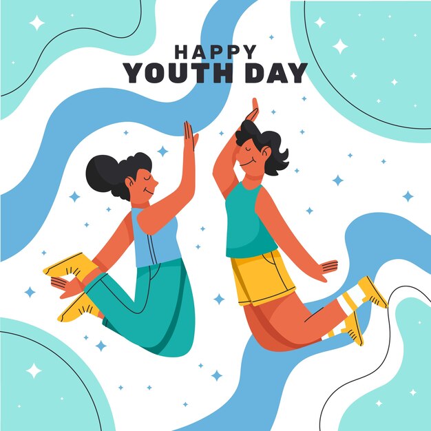 Ilustración plana dibujada a mano del día internacional de la juventud