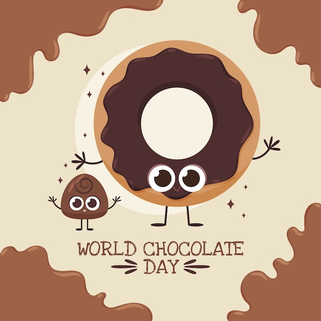 Ilustración plana dibujada a mano del día mundial del chocolate