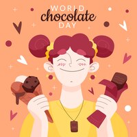Vector gratuito ilustración plana dibujada a mano del día mundial del chocolate