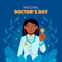 Vector gratuito ilustración plana dibujada a mano del día nacional del médico