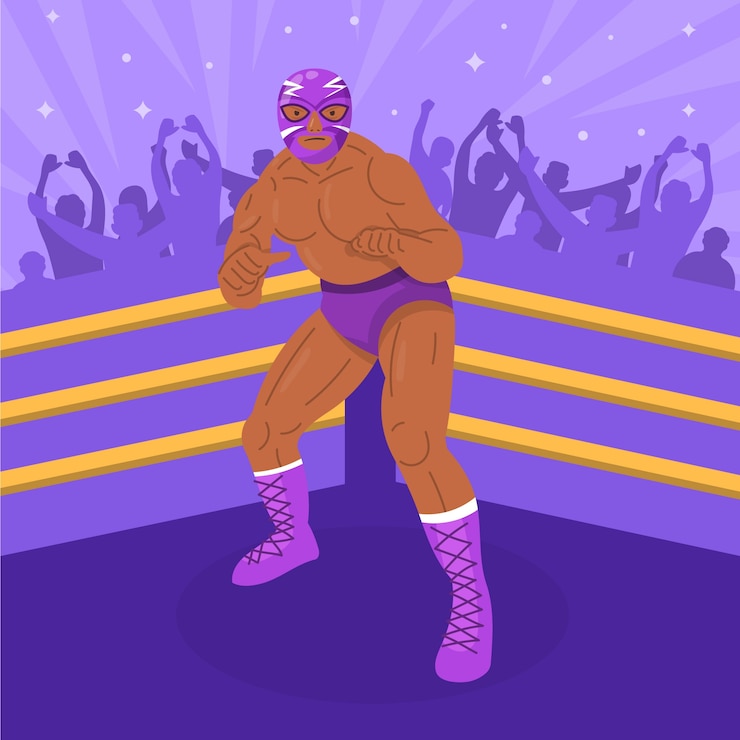 Vector gratuito ilustración plana dibujada a mano de luchador mexicano