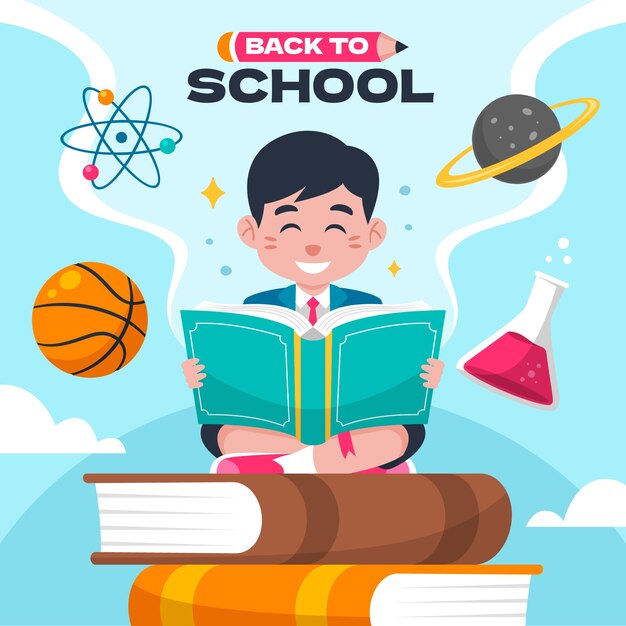 Ilustración plana dibujada a mano de regreso a la escuela