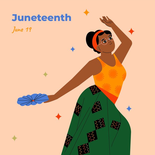 Ilustración plana del diecinueve de junio