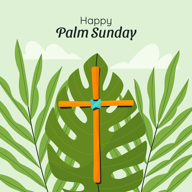 Ilustración plana para el domingo de palma.