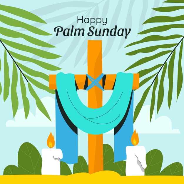 Ilustración plana para el domingo de palma.