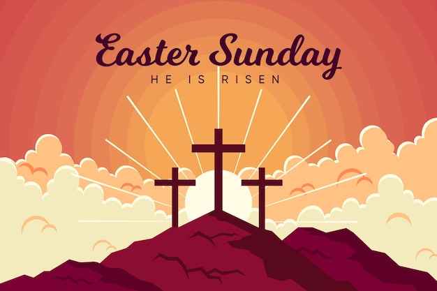 Ilustración plana de domingo de pascua