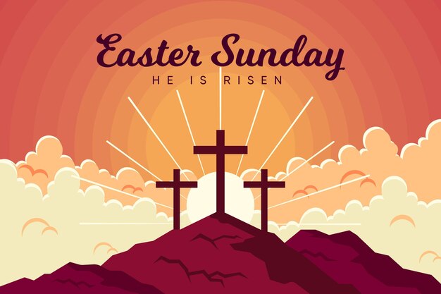 Ilustración plana de domingo de pascua