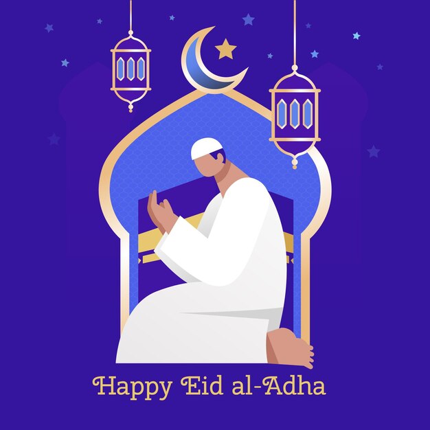 Ilustración plana de eid al-adha