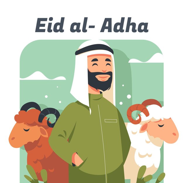 Vector gratuito ilustración plana de eid al-adha