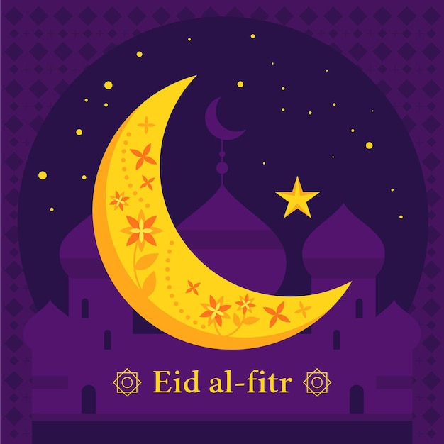 Vector gratuito ilustración plana de eid al-fitr