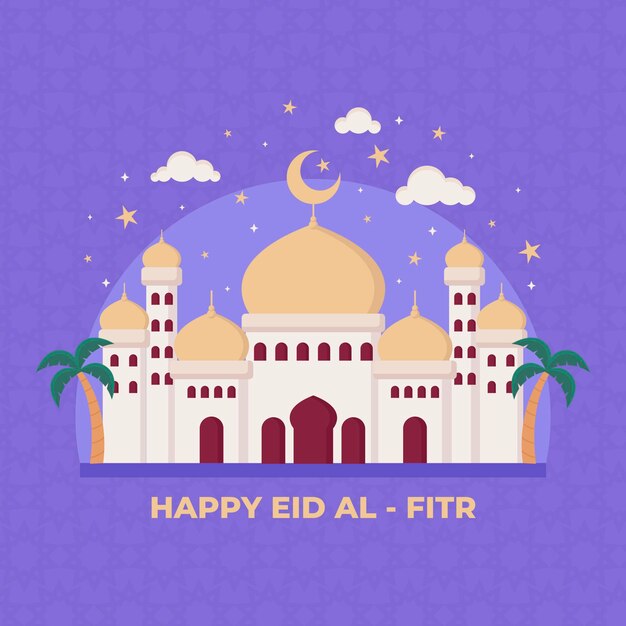 Ilustración plana de eid al-fitr