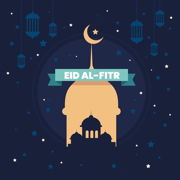 Vector gratuito ilustración plana de eid al-fitr