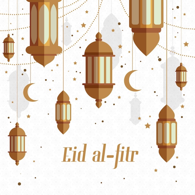 Ilustración plana de eid al-fitr