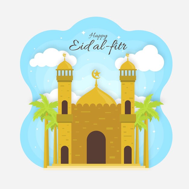 Vector gratuito ilustración plana de eid al-fitr