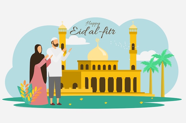 Vector gratuito ilustración plana de eid al-fitr
