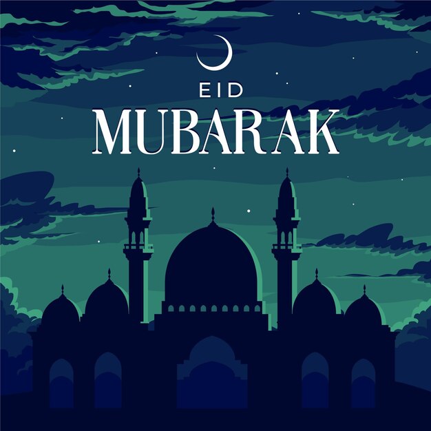 Ilustración plana de eid al-fitr