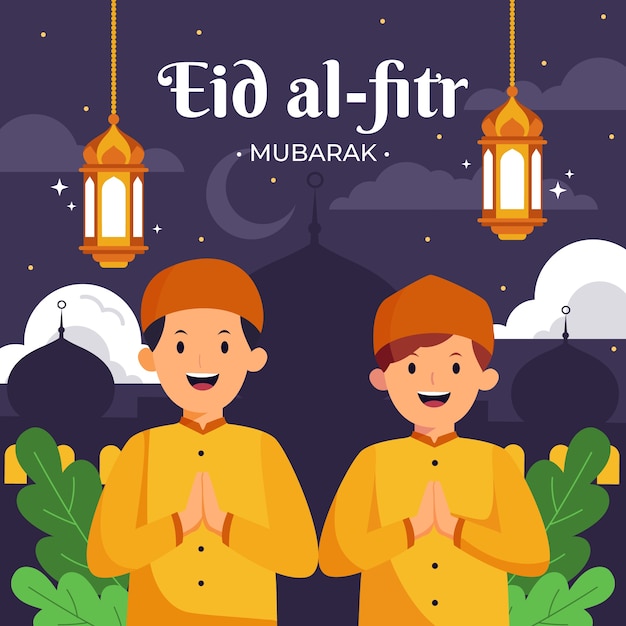 Vector gratuito ilustración plana de eid al-fitr