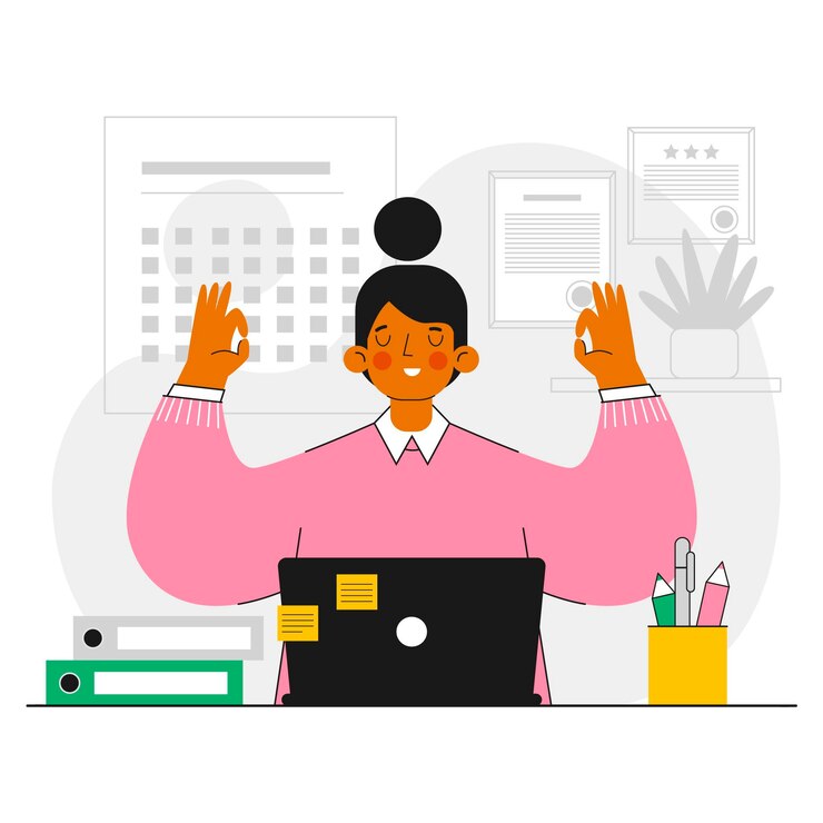 Vector gratuito ilustración plana empresaria meditando