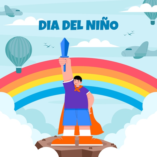 Vector gratuito ilustración plana en español para la celebración del día de los niños