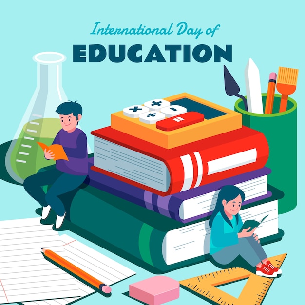 Vector gratuito ilustración plana para el evento del día internacional de la educación.