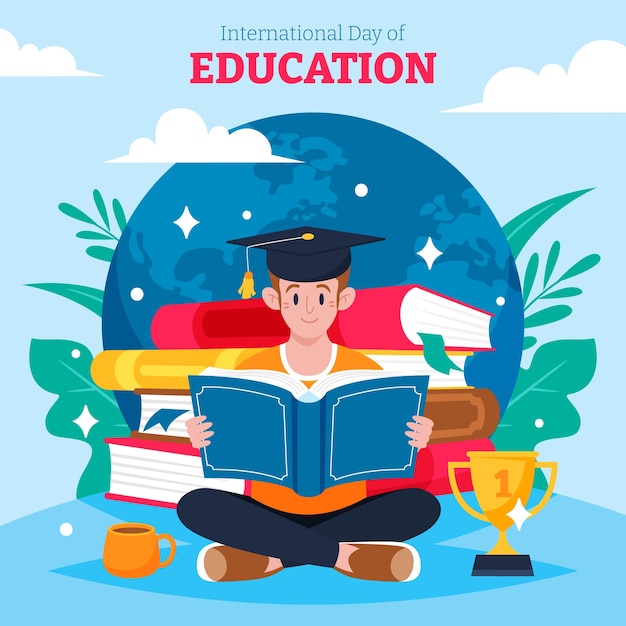 Ilustración plana para el evento del día internacional de la educación