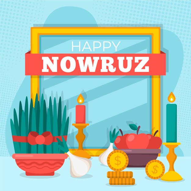 Ilustración plana feliz evento nowruz