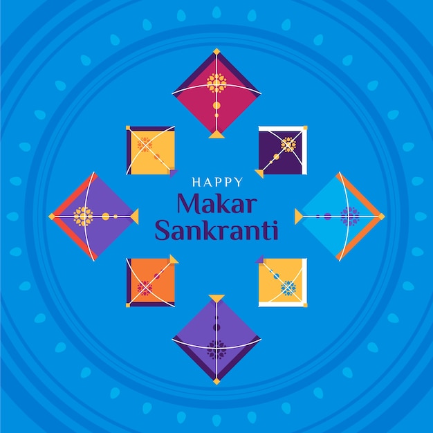 Vector gratuito ilustración plana feliz makar sankranti