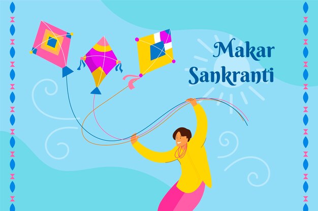 Ilustración plana feliz makar sankranti