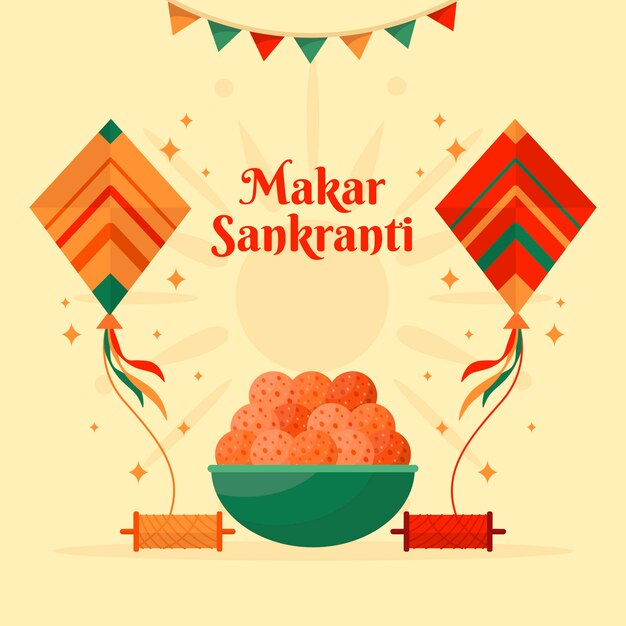 Vector gratuito ilustración plana feliz makar sankranti