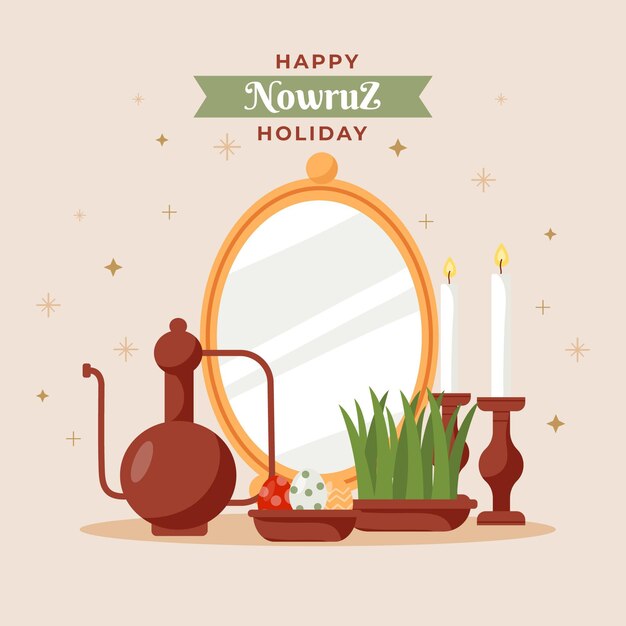 Ilustración plana feliz nowruz