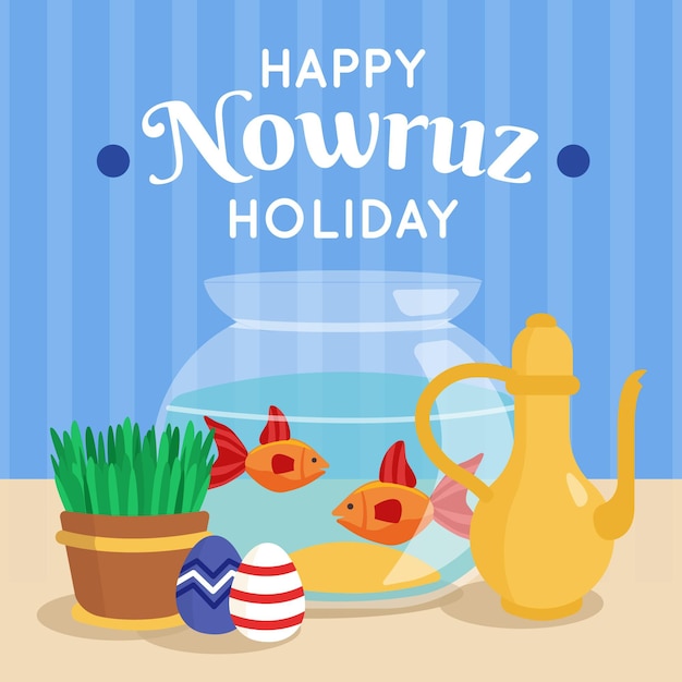 Ilustración plana feliz nowruz