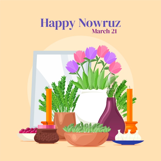 Vector gratuito ilustración plana feliz nowruz