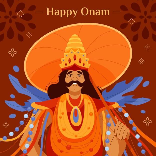 Ilustración plana feliz onam