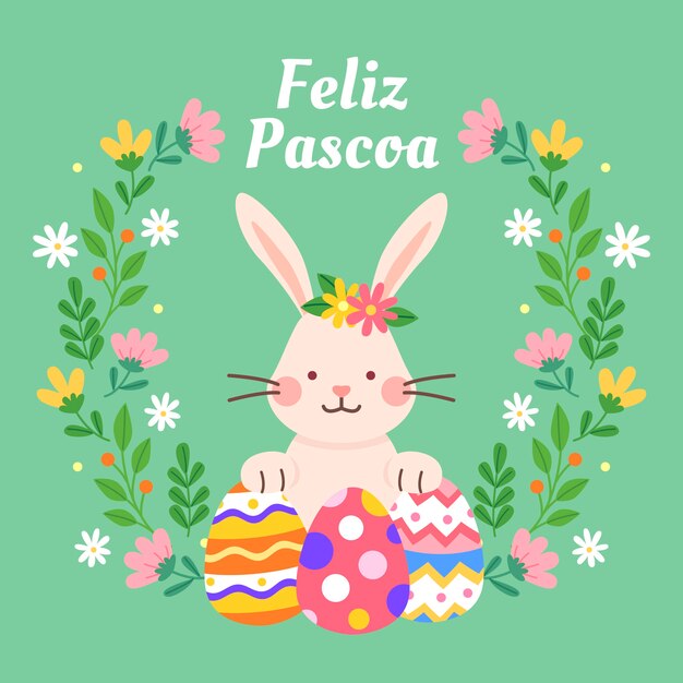 Ilustración plana feliz pascoa