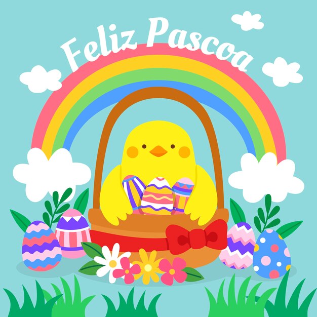 Ilustración plana feliz pascoa
