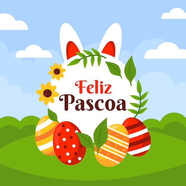 Vector gratuito ilustración plana feliz pascoa