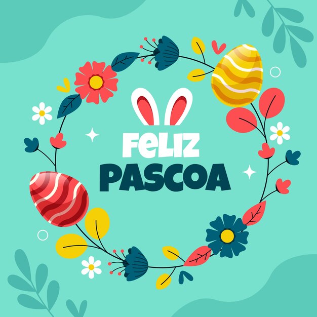 Ilustración plana feliz pascoa