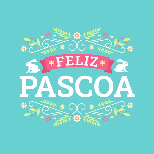 Ilustración plana feliz pascoa