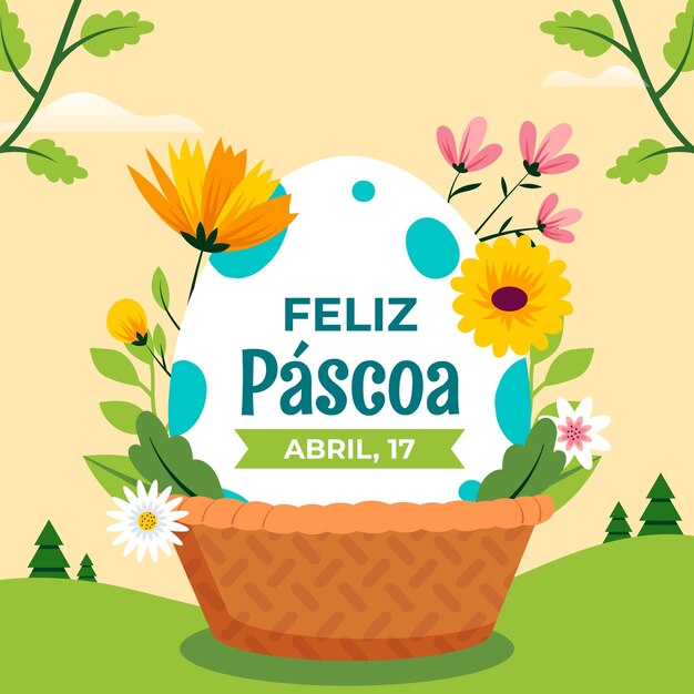 Ilustración plana feliz pascoa