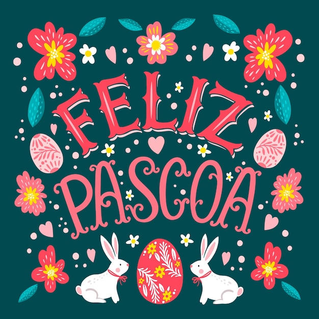 Ilustración plana feliz pascoa