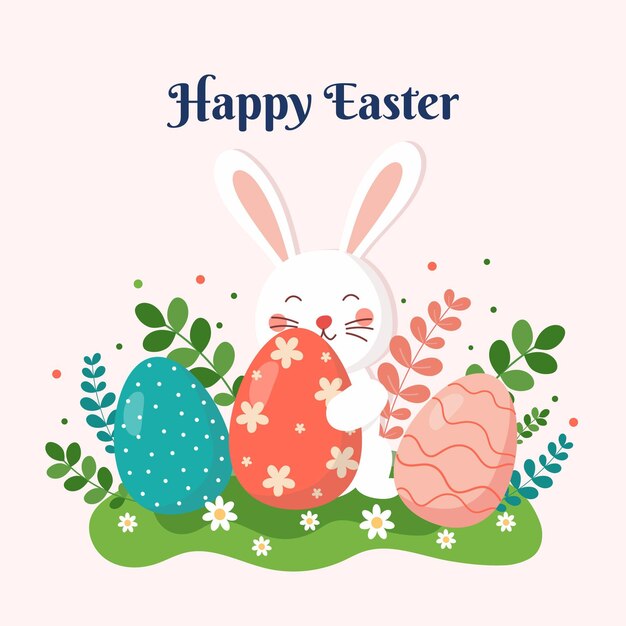 Ilustración plana feliz pascua