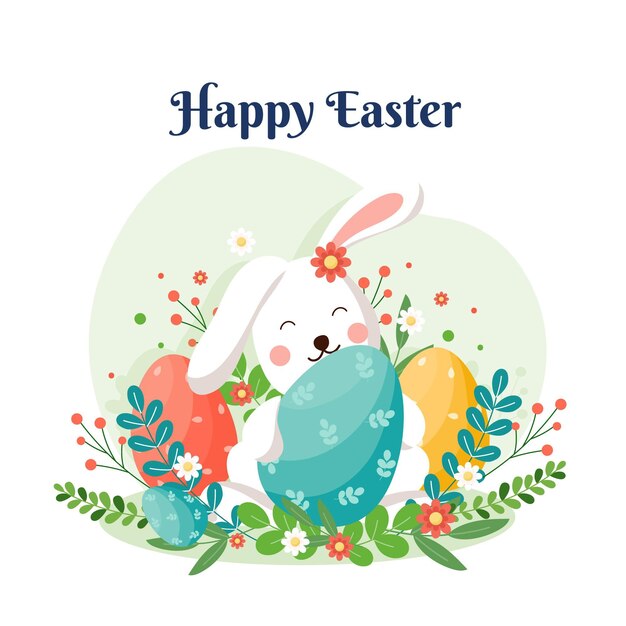 Ilustración plana feliz pascua