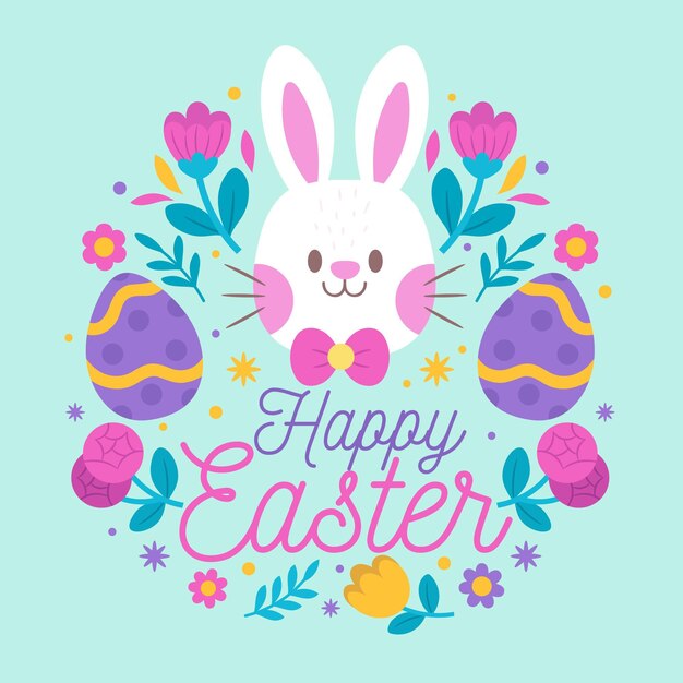 Ilustración plana feliz pascua