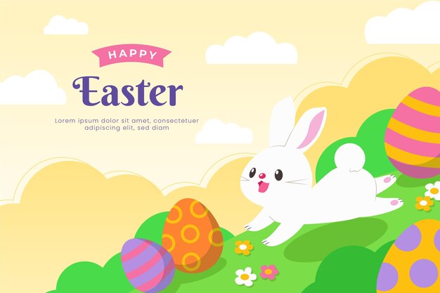 Ilustración plana feliz pascua