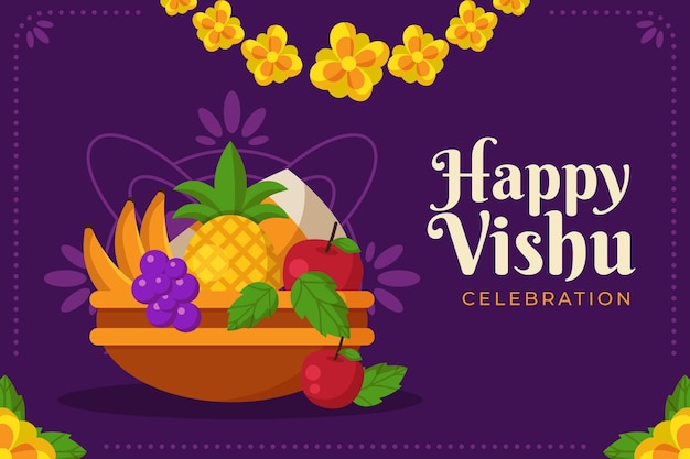 Ilustración plana feliz vishu