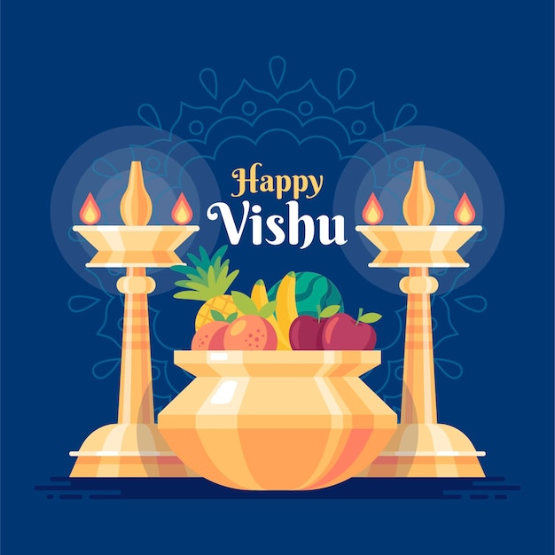 Vector gratuito ilustración plana feliz vishu