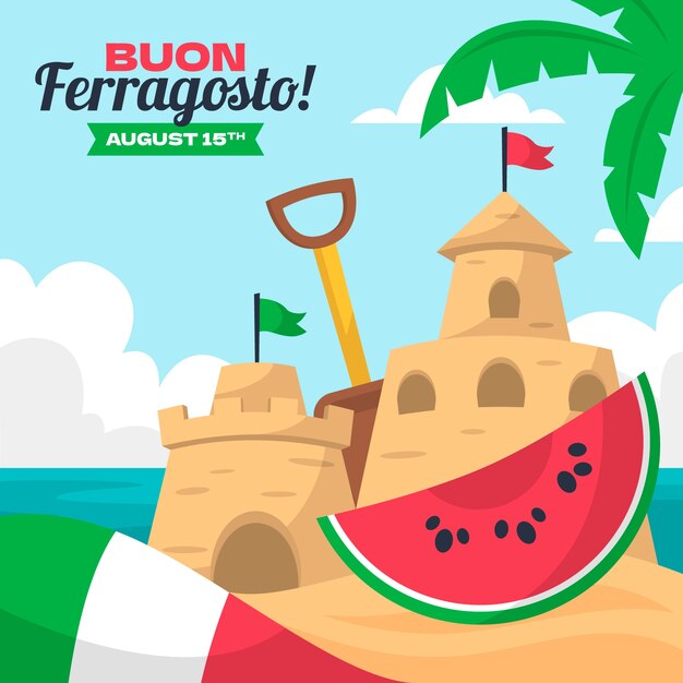 Ilustración plana ferragosto